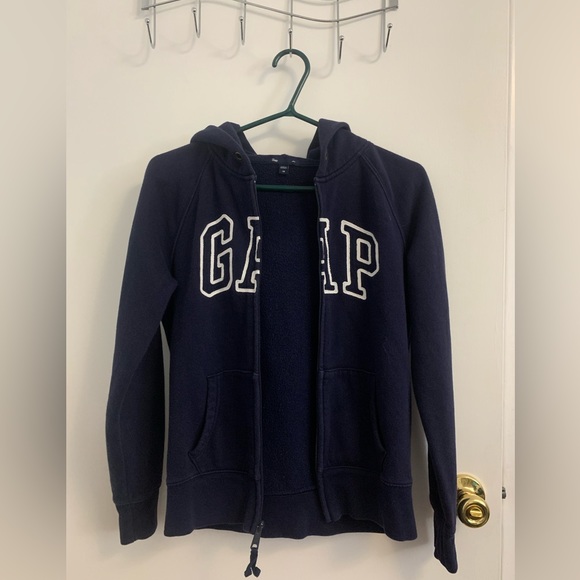 Gap Soft Full Zip Up Sweater Hoodie Dark Navy Blue XS - Picture 2 of 4